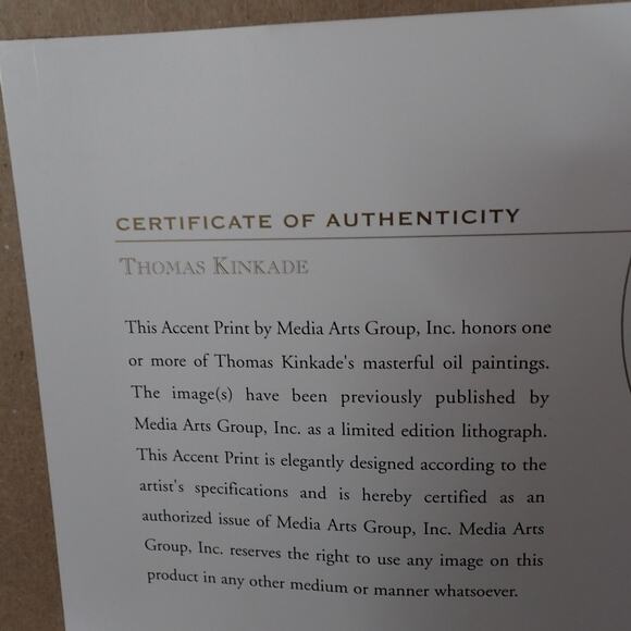 Thomas Kinkade 14"x14" Framed Print - Stepping Stone Cottage w/COA May 2004 LN - Picture 11 of 12